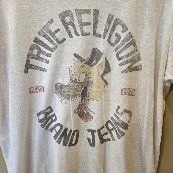True Religion Brand Jeans Wolf Face Shirt Mens Large Vintage Rebel 1971 - Picture 1 of 12